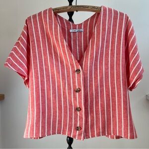 Dex Red and White Striped Button Down Shirt